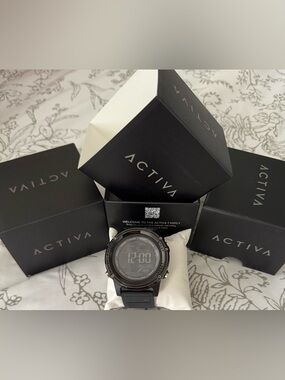 Ativa Black Digital Sport Watch with Black Silicone Strap